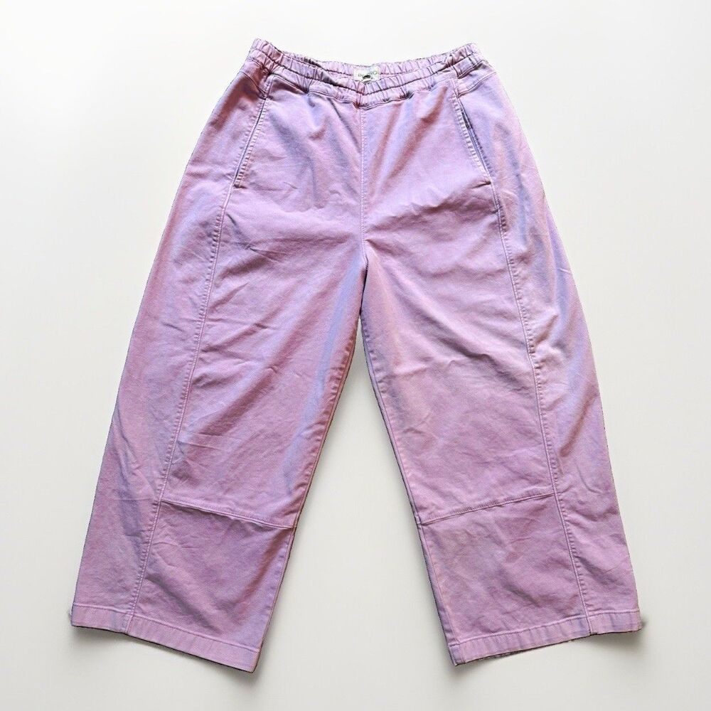 Pilcro Anthropologie Womens M Pink Ankle Wide Leg Pull On Stretch Pants Cotton